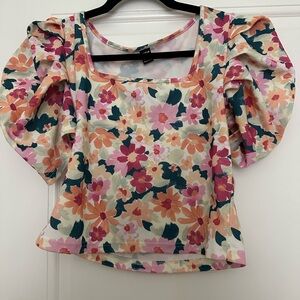 SHEIN Cream Puff Sleeve Ruffled Blouse